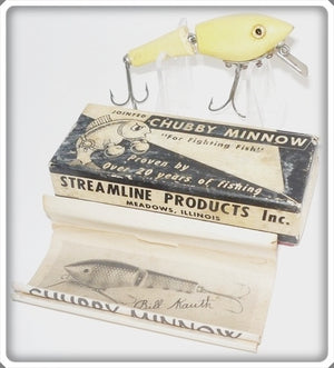Vintage Streamline Products Inc White Jointed Chubby Minnow Lure