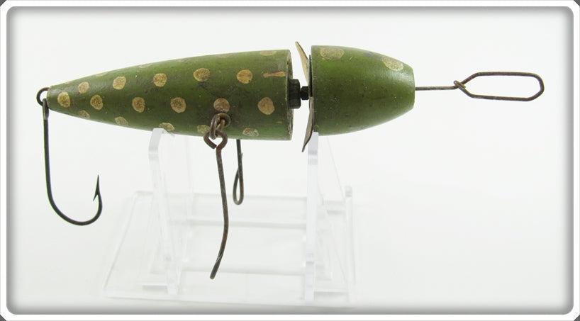 Vintage Charles Bennington Green & Gold Spotted Rotary Head Lure