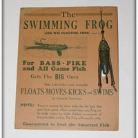 Gee Wiz Bait Co Swimming Floating Frog On Dealer Card