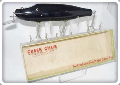 Vintage Creek Chub Solid Black Striper Pikie Lure In Box 6913