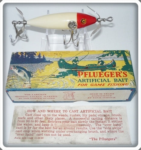Pflueger Red Head White Neverfail Three Hook Minnow Lure In Box 3196