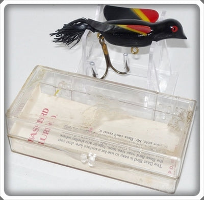 Vintage Bassbird Lure Co Red & Black Bass Bird Lure In Box