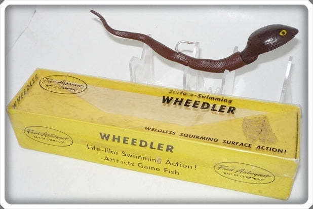Vintage Fred Arbogast Brown Wheedler Lure In Box