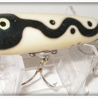 Vintage Heddon White With Black Snake Line Chugger Lure 9540