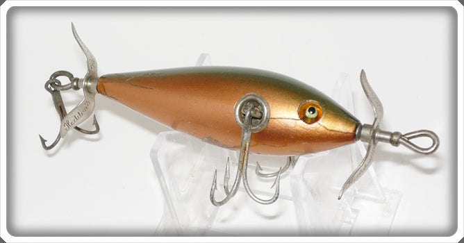 Vintage Heddon Copper Finish 100 Three Hook Minnow Lure 
