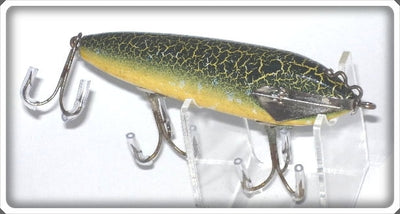 Vintage Heddon Green Crackleback Deep Diving Wiggler Lure 1600