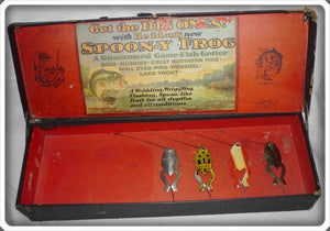 Vintage Heddon's New Spoon-Y Frog Dealer Box With Lures