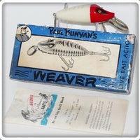 Vintage Paul Bunyan's Red Head White Weaver Lure In Box 