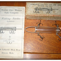 Antique Detroit Glass Minnow Tube Company Glass Minnow Tube In Box