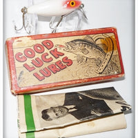 Vintage Good Luck Enterprises Red & White Good Luck Lure In Box