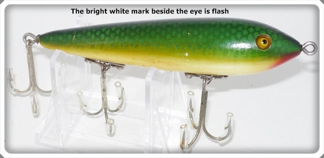 Vintage Heddon Green Scale Zaragossa Lure 6509D 