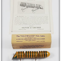 Vintage Oliver & Gruber Yellow & Green Glowurm Fish Lure In Box