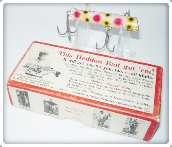Vintage Heddon Strawberry Spotted Pier Bait Prototype Lure In Box