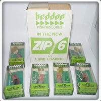 Vintage Heddon Zip 6 Lure Holder With Silver Shore Tiny River Runts