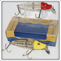 Vintage W. J. Jamison Company Red & Yellow Quiver Lure Pair With Box