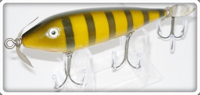 Vintage Shakespeare Yellow & Black Tiger Stripe Jim Dandy Floater Lure