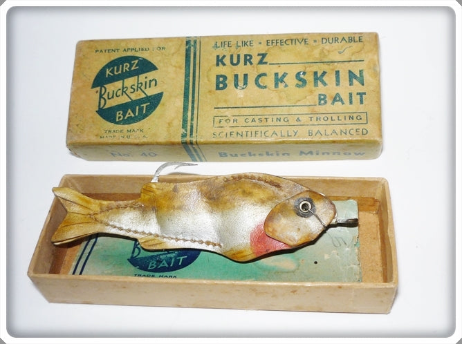 Vintage Kurz Buckskin Minnow Bait In Box