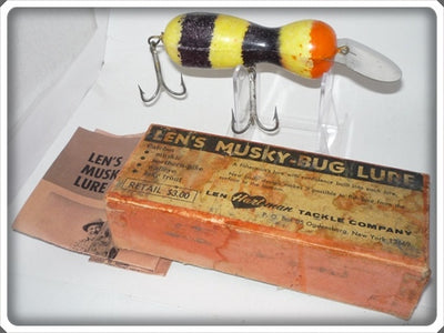 Vintage Len Hartman Tackle Company Yellow Jacket Musky Bug Lure