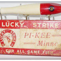 Vintage Lucky Strike Bait Works Red & White Pi-Kee Minnow Lure