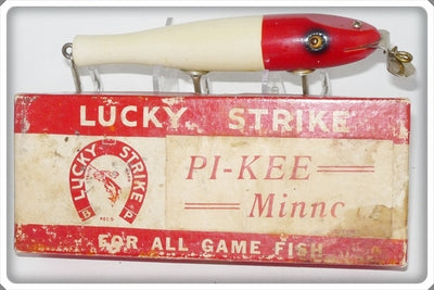 Vintage Lucky Strike Bait Works Red & White Pi-Kee Minnow Lure