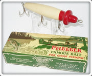 Vintage Pflueger Luminous Red Head Magnet Lure 3697 In Box