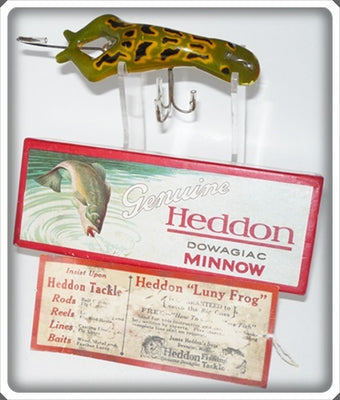 Vintage Heddon Green Frog Luny Frog Lure 3509B In Box