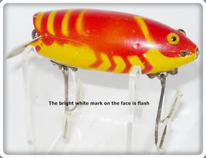 Vintage F.B. Hamilton Red & Yellow Medley's Wiggly Crawfish Lure