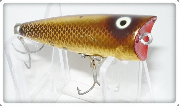 Vintage Heddon Gold Brown Chrome Tiny Chugger Spook Lure 337 VGS