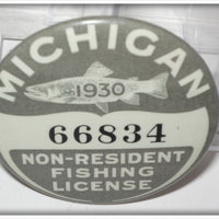 Vintage Michigan 1930 Non Resident Fishing License Pin