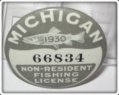 Vintage Michigan 1930 Non Resident Fishing License Pin