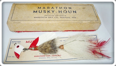 Vintage Marathon Bait Co Red & White Marathon Musky Houn Lure In Box