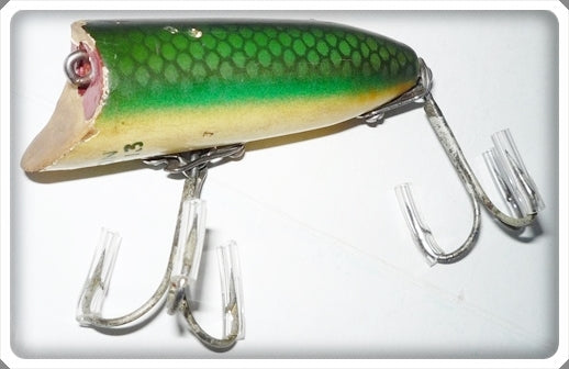 Vintage Heddon Green Scale No Eye Baby Lucky 13 Lure 2409D 