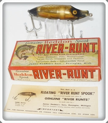 Vintage Heddon Fish Flash Gold & Black No Lip River Runt FF-9400-GB