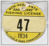 New Jersey Fish & Game Commission 1934 Non Residents And Aliens Fishing License Pin
