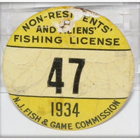 New Jersey Fish & Game Commission 1934 Non Residents And Aliens Fishing License Pin