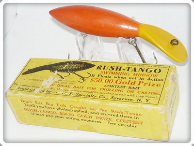 Vintage U.S. Specialty Co Orange & Yellow Rush Tango Lure In Box