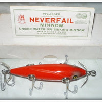 Vintage Pflueger Solid Red Neverfail Minnow Lure 