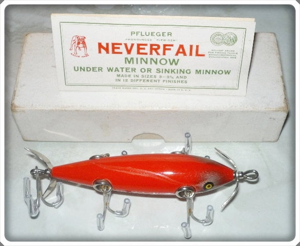 Vintage Pflueger Solid Red Neverfail Minnow Lure 