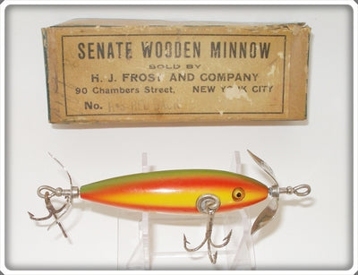 Vintage H. J. Frost Company Rainbow Senate Wooden Minnow Lure 