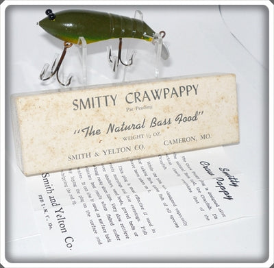 Vintage Smith & Yelton Co Green Smitty Crawpappy Lure In Box 