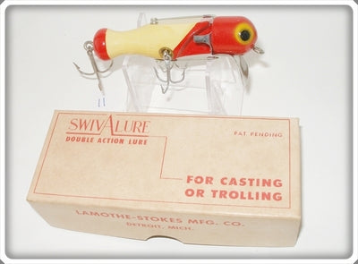 Vintage Lamothe-Stokes Mfg Co Red & White Swiv A Lure In Box