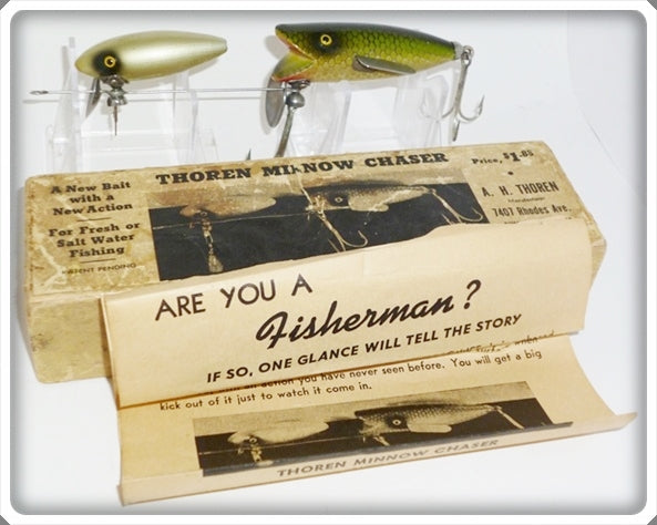 A. H. Thoren Manufacturer Green Scale & White Thoren Minnow Chaser