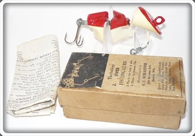 Vintage O. C. Schaeffer Red & White Turbulent Diver Fishing Lure