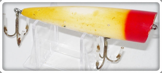 Vintage Heddon Red & White Uncatalogued Wooden Chugger Lure