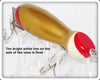 Vintage Bite Em Bait Co Gold, Red & Yellow Water Mole Lure