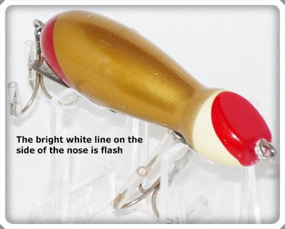 Vintage Bite Em Bait Co Gold, Red & Yellow Water Mole Lure