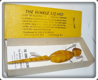 Vintage Joe B. Hinkle Yellow The Hinkle Lizard Lure In Box 