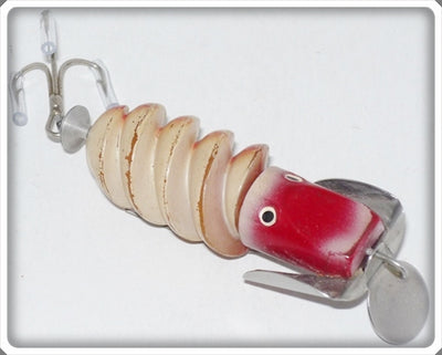 Vintage Zink Artificial Bait Company Red & White Screwtail Lure